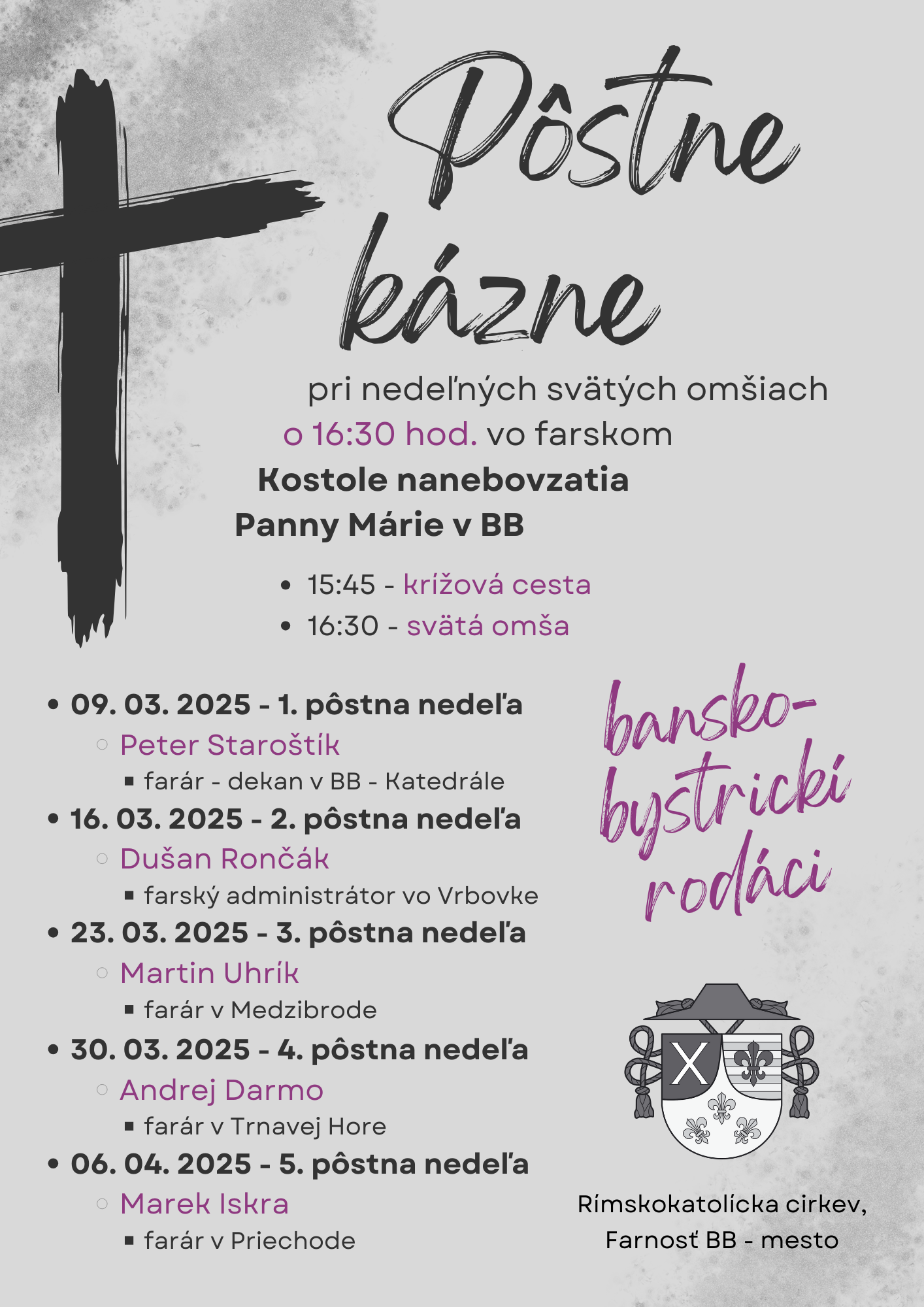 Pôstne kázne 2025 – banskobystrickí rodáci